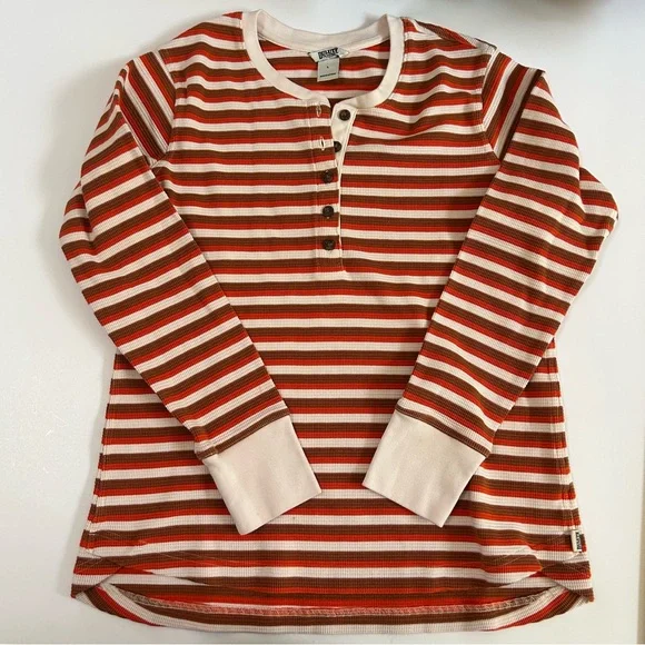 Duluth Trading Co Red and White Striped Long Sleeve Shirt - Picture 1 of 6